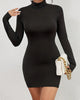 Sexy Charming Classic Black Short Dresses Women Long Sleeve Mid Waist Casual Mini Dress Elegant Slimming Simple Evening Dresses