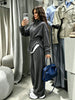 Women Casual Drawstring Waist Cinched Fleece 2 Piece Outfits Half Zip Stand Collar Sweatshirt Wide Leg Pants Set