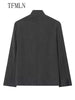 Women Loose Blazer Jackets Vintage Office Lady Single Button Full Sleeve Outwear Stand Collar Coats