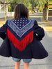 Women's Printed Tassels Blazer Loose Lapel Single Breasted Full Sleeve Female Suit Jackets Autumn Commute Outwear