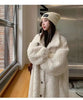 Winter Lamb Fur Long Warm Coat For Women Stand Collar Solid Color Single Breasted Loose Fit Clothing 2VV234
