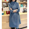 Pleated Singlebreasted Windbreaker Long Spring and Autumn Collar Temperament Coat Seven-point Sleeve Joker Cardigan Woman
