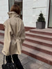 Solid Oversized Tie-waist Cropped Trench Coat Women Drop Shoulder Outerwear Lady Spring Modern Edgy Streetwear Coat