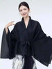 Women's Pleated Coat Loose Lapel Lace Up Irregular Solid Color Casual Versatile Cape Female Spring 2DE431