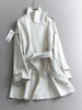 Solid-color England Style Tie-waist Mid-length Coats Long Sleeves Autumn Simple Women's Jackets