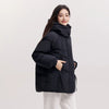 Mid-Length Down Jacket Women Loose Fit Hooded Textured Coat Women winter coats Casual Warm Style