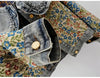 Spring Autumn Jacquard Embroidery Denim Jacket Women Loose Short Cowboy Outerwear Casual Peter Pan Collar Jeans Jacket Female