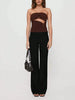 Women Low Drop Waist Casual Work Business Waist Button Design Elastic Waist Color Block Striped Long Pants Suitable for Office