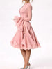 Women's Irregular Pleated Patchwork Long Flare Sleeve Waist Cinching Midi Dresses Female Clothing