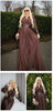 Dresses For Women Plunging V Neck High Waist Belt Long Sleeves Wedding Party Dress Brown Gowns