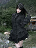 Aoaiiys Mini Dress Women Black Gothic Lace Spliced Dresses Y2K Japanese Streetwear Lolita Dresses Spicy Girls Fall Clothes