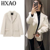 Women's Blazer Faux Fur Coats Outerwears Female Spring Jackets White Fitted Long Sleeve Blazer Office Wear Women 066