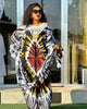 Africa Dress for Women for Evening Party Autumm Elegant Print O-neck Maxi Dress Muslim Abaya Dashiki African Clothing