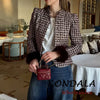 Vintage Spring Plaid Single Breasted Straight Woman Blazer Office Lady Tassel Sleeve Female Modern Outwear
