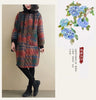 Autumn Winter Women Loose Red Plaid Parkas Hooded Padded Baggy Ladies Outerwear Vintage Buttons Pockets Warm Overcoat Parkas
