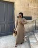Lace-Up Female Knit Maxi Dress Autumn High Waist Patchwork Long Sleeve Loose Solid Dress Bandage Knitwear Dress