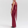 Elegant 2 Pieces Dress Set with Scarf Women Matching Sets Sexy Cropped Top and Long Dress Set Casual Dress