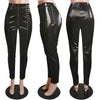 Women Faux Leather Zipper Splicing Pants Leggings High Waist Pencil PU Trousers Draped Streetwear Pants