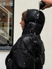 Water-reactive Leopard Pattern Women's Puff Jacket Stretch Cuff Zip Up Hooded Down Coat Unique Daily Warm Winter Lady Coats