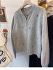 Korean Ladies Round Neck Knitted Cardigan Femme Long Sleeves Embroidery Sweater Coat Autumn Women Knit Jacket Tops