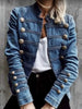 Women's Denim Jackets Autumn Winter Button Vintage Stand Collar Long Sleeve Streetwear Denim Coat Outerwear