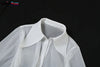 Tierred Dress Woman Autumn See-Through Solid Turn-Down Collar Shirt Ruffles Chic Long-Sleeve Chiffon Bodycon