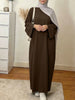 Muslim Abaya Dress for Women Solid Color Loose Long Sleeve Maxi Dress Casual Islamic Kaftan Modest Prayer Robe