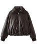 Women's Autumn Winter Clothes Solid Color Leather Thicken Warm Female Short Cotton Jacket 5C1437