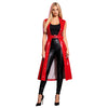 Adults Womens Glossy Open Front Long Jackets with Belt Long Trench Coat Blazer Lapel PU Leather Overcoat Streetwear Clubwear