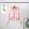 Wool Collar Hooded Cotton Women's Jacket Zipper Elastic Hem Long Sleeve Pocket Women Winter Coats Autumn Short Jacket For Ladies