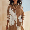 Spring Long Dresses For Women Casual Loose Long Sleeve Shirt Dress Women Pocket Button Print Shirts Dress Vestido