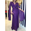 Autumn Women's Party Sequin Solid Color Personalized Dress V-neck Simple Casual Loose Long Sleeved Dress