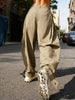 Women's Cargo Pants Solid Color Causal Fall Baggy Leg Barrel Track Pants with Pockets