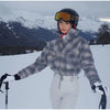 Winter Women's One‑piece Ski Suit Hooded Zipper Pocket Full Sleeve Coat Pant Suits Lady Warm Vacation Skiwear