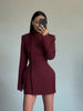 Waist Cinching Suit Jacket Women Elegant V-neck Full Sleeve Single Button Shoulder Pad Slim Coat Lady Commute Jackets
