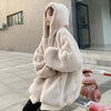 Korean Loose Thick Plush Coat For Women Winter Imitation Fur Rabbits Grass Coat Female Warm Zipper Jacket Hooded Parka Overcoat