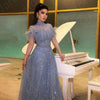 Customized Prom Dresses Classic Organza Feather Beading Draped A-line Long Dress Evening Party for Women