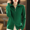 Autumn Winter Long Sleeved Knitted Cardigan Woman Zipper Casual Knitting Sweater Jacket Female Knitwear Top