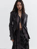 Women Dark Gray Pu Leather Irregular Slit Blazer Lapel Long Sleeve Jacket Tide Spring Autumn 1DH4722
