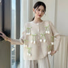 Design Bowknot Flower Women's Pleated Shirt Coat O-neck Elastic Loose Long Sleeve Sweet Temperament Chic Top