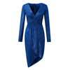 Dresses For Women Plus Size Deep V Sequins Wrap Ruched Long Sleeve Nightclub Dress Vestidos Para Mujer