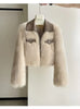 Spring and Autumn Korean Chic Polo Collar Loose Fur Coat Women Clothing Winter Coat Faux Fox Fur Plush Short Jackets Women Tops