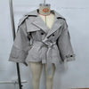 Tie Up Short Women 's Trench Coat Lapel Long Sleeve With Belt Oversize Windbreaker Female Spring Autumn Woman Outerwears