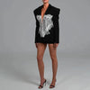 White Lace Patchwork Blazer Women's Notched Collar Slim Fit Long Sleeves Single Breasted Suit Jacket Tide
