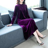 Women's Korean version Fat mm350 jin Golden Velvet Dress Female Spring and Autumn Knee Length Mom's Wide Wife Dress