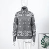Spring Paisley Cashew Flower Jacquard Jacket For Women Casual Long Sleeve Zipper Sweater Lady Chic Street Knitted Outerwear
