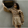 Elegant Double Belt Women Windbreaker Casual Khaki Long Sleeve Lapel Button Female Jacket Autumn Winter Lady Streetwear