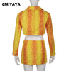 Women Serpentine Button Up Side Split A-line Mini Skirt Suit and Blazer Top Two 2 Piece Set Outfits Autumn Clothing
