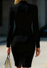 Women's Elegant Dress High Neck High Waist Slim Long Sleeve Evening Office Commuting Female Hip Cover Mini Skirt