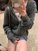 Twisted Flower Knitted Cardigan Sweater Women Autumn Long Sleeve Hooded Zipper Short Coat Streetwear Sweaters Y2K Tops